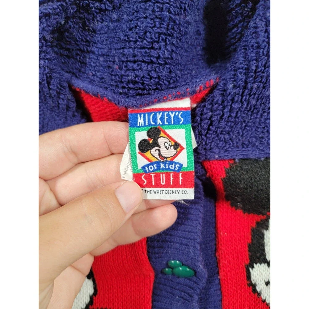 Vintage 90s Disney Mickey Mouse Sweater Cardigan Small Minnie Buttons Girls Kids